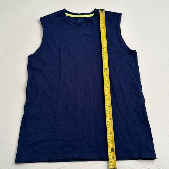 Fruit of the Loom navy blue sleeveless muscle t-shirt - Picture 3 of 5